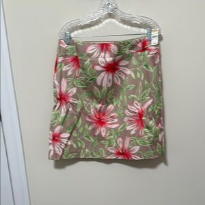 Talbots Women’s Floral Print Skirt - Khaki, Pink and Green / Size 14 / Brand NWT